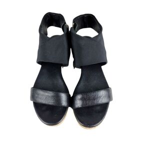 Eileen Fisher Black Side‎ Zippered Espadrille Sandals